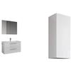 Mama Store Collezione Era, Set da bagno, Mobile da bagno sospeso con lavabo da 80cm, con Pensile singolo reversibile, Laccato Bianco Lucido