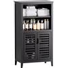 HITNET Mobiletto Bambu Bagno, Armadietto Bagno da Terra, Mobile Bagno Basso con Ripiani Rimovibili e Compartimento Aperto, adatto per Soggiorno, Cucina e Ingresso del Corridoio, Nero