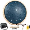 MeloBeat Steel Tongue Drum Handpan - Tamburo in Acciaio 13 Pollici 15 Note - Set Professionale di Tamburi a Lingua in D Maggiore Incluso Libro delle Canzoni per Tamburo con Custodia (Blu Scuro)