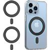 OUTXE Anello adattatore magnetico per custodia per telefono, adesivo magnetico compatibile con accessori Magsafe e ricarica wireless Qi per iPhone 14/13/12/11 Mini Pro Max Confezione da 2, nero