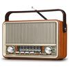 PRUNUS J-120 Radio Portatile Vintage legno FM/AM/SW,Altoparlante Bluetooth Retro,Radiolina Portatile con Batteria Ricaricabile da 1800 mAh Potenziata,Alimentazione CA disponibile,Supporta TF/USB/AUX.