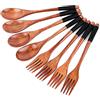 Benefischl Set di forchette in legno da 8 pezzi, set di utensili in legno stile giapponese, cucchiaio da cucina fatto a mano, set di da viaggio riutilizzabili a