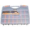 Boxer® Scatola portaminuteria 21 scomparti - 31×24×5 cm - Organizer con divisori regolabili - Plastica PP - Colore nero/arancione/trasparente