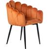 DRW Set di 2 poltrone in velluto e metallo in caldaia e nero 60x62x82 cm
