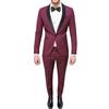 Evoga Abito Uomo Sartoriale Bordeaux Slim Fit Vestito Smoking Elegante Cerimonia (46, Bordeaux)