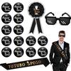 Annhao 17 Pezzi Addio Celibato Gadget Sposo Fascia Futuro Sposo Spilla Sposo Groom To Be 14pz Spille Amico dello Sposo Occhiali da Sole Addio Celibato Festa Matrimonio Nozze Fidanzamento Sposo Party