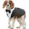 PUMYPOREITY Smoking Cane Taglia Media, Vestito Cerimonia per Cani, Papillon Matrimonio, Costume Natale e Halloween (Righe Nero, M)