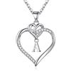 TINGN Collane con Iniziale a Cuore per Donne Ragazze, Collana con Ciondolo a Cuore in Zirconi Cubici Placcati in Oro Bianco 14K
