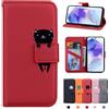 Rostsant Custodia Samsung Galaxy A55 Cover in Pelle PU Samsung Galaxy A55 Portafoglio Magnetica Supporto Custodia a Libro Per Samsung Galaxy A55 Gatto Rosso