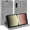 leleyo Cover per Sony Xperia 10 V Custodia PU Pelle con [Kickstand] [Slot per Schede], Portafoglio Flip Case per Sony Xperia 10V, Grigio