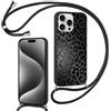 Foonary Cover con Cordino per Apple iPhone 15 Pro Max 6,7, Custodia con Laccio Collana Tracolla Aesthetic Disegni Silicone Necklace Regolabile Protettiva Corda Case per iPhone 15 Pro Max, Leopardata