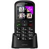 MP myPhone Halo 2 nero, Telefono cellulare per anziani con tasti grandi, pulsante di emergenza SOS, 2,2 Display, 900mAh Batteria, Base di ricarica