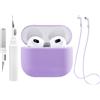 Teyomi Custodia in silicone compatibile con AirPods 3 con kit di pulizia, Custodia protettiva compatibile con Apple AirPods 3 con cinturino sportivo, per Airpods 3 Case (Viola)