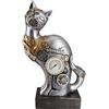 Casablanca modernes Design Casablanca - Statuetta decorativa a forma di gatto, motivo: Steampunk, decorazione per soggiorno, regalo di compleanno, colore: argento rame, altezza 30 cm
