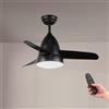 M mimotec - Ventilatore a soffitto Led Silence 54W Nero, telecomando, motore DC 30W+Luce Led 24W, 6 velocità, Silenzioso,3 Lame, 91 cm, funzione estate-inverno, timer