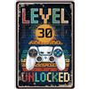 Sinekong Targa Vintage Metallo Level 30 UNLOCKED, Decorazione 30 Compleanno Uomo 30 Compleanno Decorazione Per gamer Divertenti Decorazione per Sala Da Gioco Retrò, Idea Regalo per Giocatori 20x30cm
