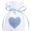 Gudotra 50 Pezzi Sacchetti Confetti Bianchi Bomboniere Comunione Matrimonio Cresima Battesimo Nascita Sacchetti Portaconfetti con Cuore Blu 10 x 14CM in Cotone Tela