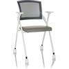HJH Office sedia visitatore pieghevole PRIORITY II W sedia da conferenza in PU con portata fino a 150 kg con rotelle, schienale in rete, grigio