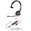 Poly Blackwire 3315, BW3315-M - Headset mono MS cablato con USB-A certificato per Microsoft Teams