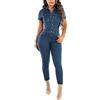 Generic Salopette da donna, pantaloni da lavoro, jeans, tuta in denim, sexy, con salopette elasticizzate, jeans lunghi, boyfriend, jeans skinny, Blu, XL