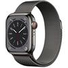 Apple Watch Series 8 (GPS + Cellular, 41mm) Smartwatch con cassa in acciaio inossidabile color grafite con Loop in maglia milanese color grafite. Fitness tracker, app Livelli O₂, resistente all'acqua