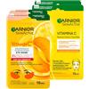 Garnier SkinActive Vitamin C Maschera Contorno Occhi Illuminante Acido Ialuronico in Tessuto Biodegradabile 2 Applicazioni + Maschera Viso Monouso Idratante in Tessuto Acido Ialuronico 2 Applicazioni