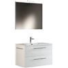Mama Store ERA 80 - Mobile Bagno Sospeso 80 CM BIANCO LUCIDO LACCATO con Lavabo, Specchio e Lampada LED, L.81 X P.47 X H.53 cm
