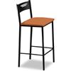 ASTIMESA - Sgabelli da cucina alti rivestiti con schienale - Struttura nera e seduta in ecopelle - Colore della seduta: arancione Contenuto: 1 pezzo - Misure: 90 cm (altezza totale)