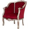 Biscottini Poltrona salotto e sedia camera da letto L80xPR82xH94 cm - Poltrona camera da letto con finitura naturale - Poltrona rossa