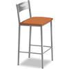 ASTIMESA - Sgabelli da cucina alti rivestiti con schienale - Struttura in alluminio e seduta in ecopelle - Colore della seduta: arancione. Contenuto della confezione: 1 pezzo - Misure: 90 cm (altezza