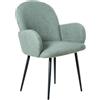 DRW Set di 2 poltrone in Metallo e Tessuto in Verde e Nero, Medidas: 64x66x89 cm, 2 unità