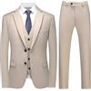 KUDMOL Abito da Uomo 3 Pezzi Suit Slim Fit Business Wedding Abiti per Uomo Giacca Blazer e Panciotto e Pantaloni(Champagne,XXL)