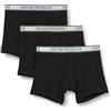 Emporio Armani Stretch Cotton Core Logoband 3-Pack Boxer, Boxer Uomo, Nero (Black-Black-Black), L