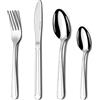 Hunnycook Set di posate in acciaio inox argentato, set di posate con cucchiaio, coltello e forchetta, ideale per casa, feste, ristorante, lucidato, lavabile in lavastoviglie, per 6 persone, 24 pezzi.