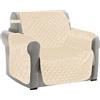 Home Tresor - Salvadivano Copripoltrona Trapuntato | Copridivano 1 Posto Antimacchia | Elastico per Fissaggio | Protezione da Animali Domestici | Tinta Unita (Beige)