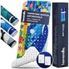 homerella® Tappetino antiscivolo vasca da bagno bambini 100 x 40 cm | Tappeto antiscivolo doccia bambini | Extra confortevole e antibatterico | INCL. GANCI (Blue)