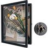 GraduatePro Cornice 3D 28x35 Profonda con vetro per Oggetti in Legno da Parete Tavolo Nero Regalo Decorativo