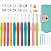 Shalwinn Set Di Uncinetti 30pcs, 11 Pezzi Ergonomici Morbidi Impugnature In Gomma Antiscivolo Kit Ferri Per Maglieria Con Custodia, Ideale Per Qualsiasi Tipo Di Motivi E Filati 2 mm -8mm
