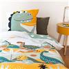 CÔTE DECO Parure da letto per bambini reversibile Dinosauri Prehisto verde, copripiumino 140 x 200 cm + 1 federa 63 x 63 cm