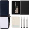 SMOOTHERPRO Taccuino con Porta Taccuino Rigido Mini Set 9 Pezzi Blu | Penna Bolt Action, 5 Ricariche, 50 Fogli Quaderno, 60 Fogli Liste, 60 Fogli Settimanale, Portatile, per Ufficio, Scuola