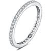 JewelryPalace Anello Half Eternity in Argento 925 con Moissanite Creata, Fede Nuziale Donna con 6 Pietre a Taglio Rotondo - Set Gioielli in Tre Ori per Matrimonio