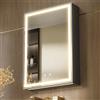 KWW 50x70 cm Armadietto da bagno in alluminio a muro con specchio e luce a LED | Regolazione della Luce, Antiappannamento, Prese e USB, Elevata Capacità, Facile da Installare