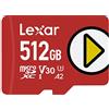 Lexar PLAY Micro SD 512 GB, Scheda microSDXC UHS-I, Lettura Fino a 150MB/s, Compatibile con Nintendo Switch, dispositivi di gioco portatili, Smartphone e Tablet (LMSPLAY512G-BNNAG)