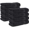 Komfortec Set di 8 Asciugamani 50x100 cm - 100% Cotone - Morbidi e Assorbenti - Asciugamani Viso e Bagno - Nero