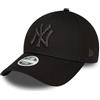 New Era 9Forty - Berretto da Donna Metallic York Yankees, Nero, Nero, Taglia Unica