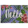 Relaxdays Zerbino in Fibra di Cocco, 60 x 40 cm, Fiori Floreale Hello, Tappeto Interni Esterni Antiscivolo, Colorato