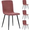 Shally Dogan Set 4 Sedie per Sala da Pranzo in Velluto Rosa con Gambe Nere Seduta Ergonomica