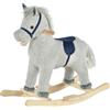 HOMCOM Cavallo a Dondolo in Peluche, Grigio, con Suoni, Gioco Affascinante per Bambini 3-6 Anni, 73x35x64cm|Aosom