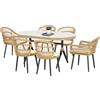 Outsunny Set da Giardino 7 Pezzi in Rattan PE con Tavolo da Pranzo 153x89x74 cm e 6 Sedie 52x62x78 cm con Cuscini|Aosom