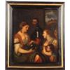 Quadro Antico Dipinto con Soggetto Allegorico Olio su Tela '800